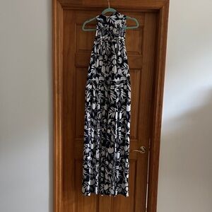Lane Bryant Navy, White & Mint Floral Halter Dress